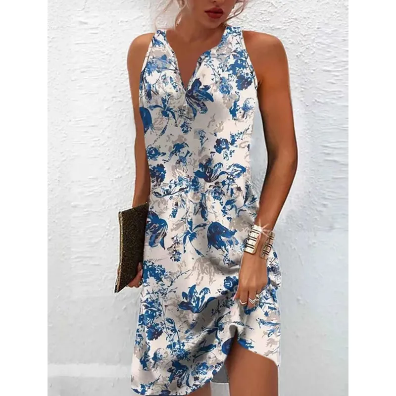 Dresses Women's Summer Fashion Stitching V Neck Loose Bohemian Vacation Dress Woman Vintage Basic sleeveless Vestidos Clothing
Dresses Women's Summer Fashion Stitching V Neck Loose Bohemian Vacation Dress Woman Vintage Basic sleeveless Vestidos Clothing