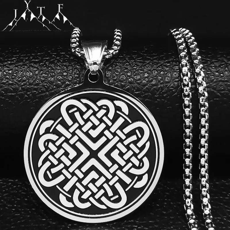 

Retro Viking Celtics Knot Amulet Men's Necklace Stainless Steel Nordic Irish Knot Vintage Necklaces Talisman Jewelry Gifts N3366