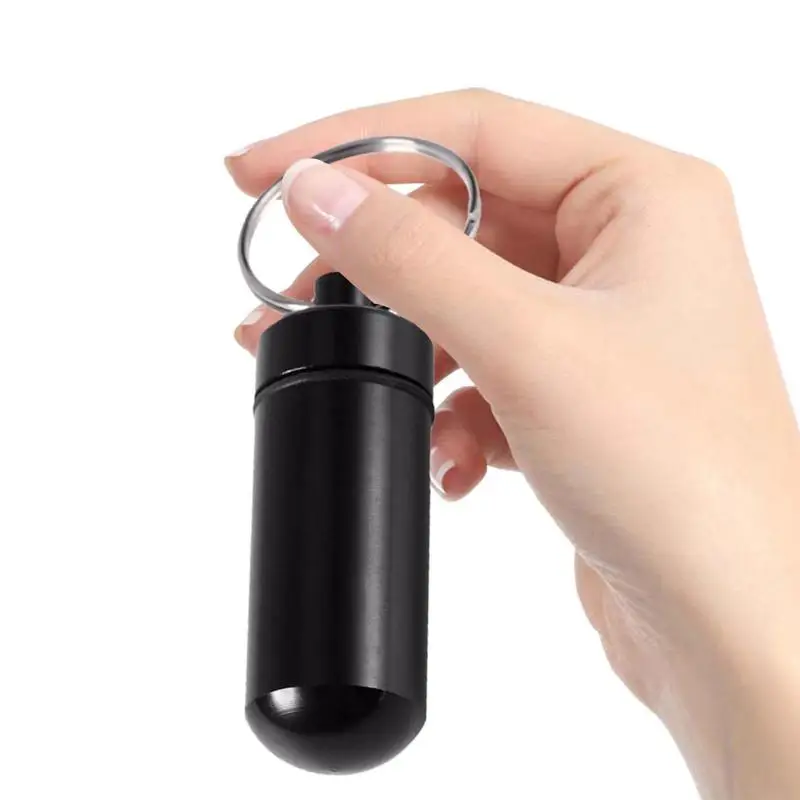 

Pill Container Keychain Keychain Pill Box Portable Pocket Purse Pill Case Made From Durable Metal Waterproof Keychain