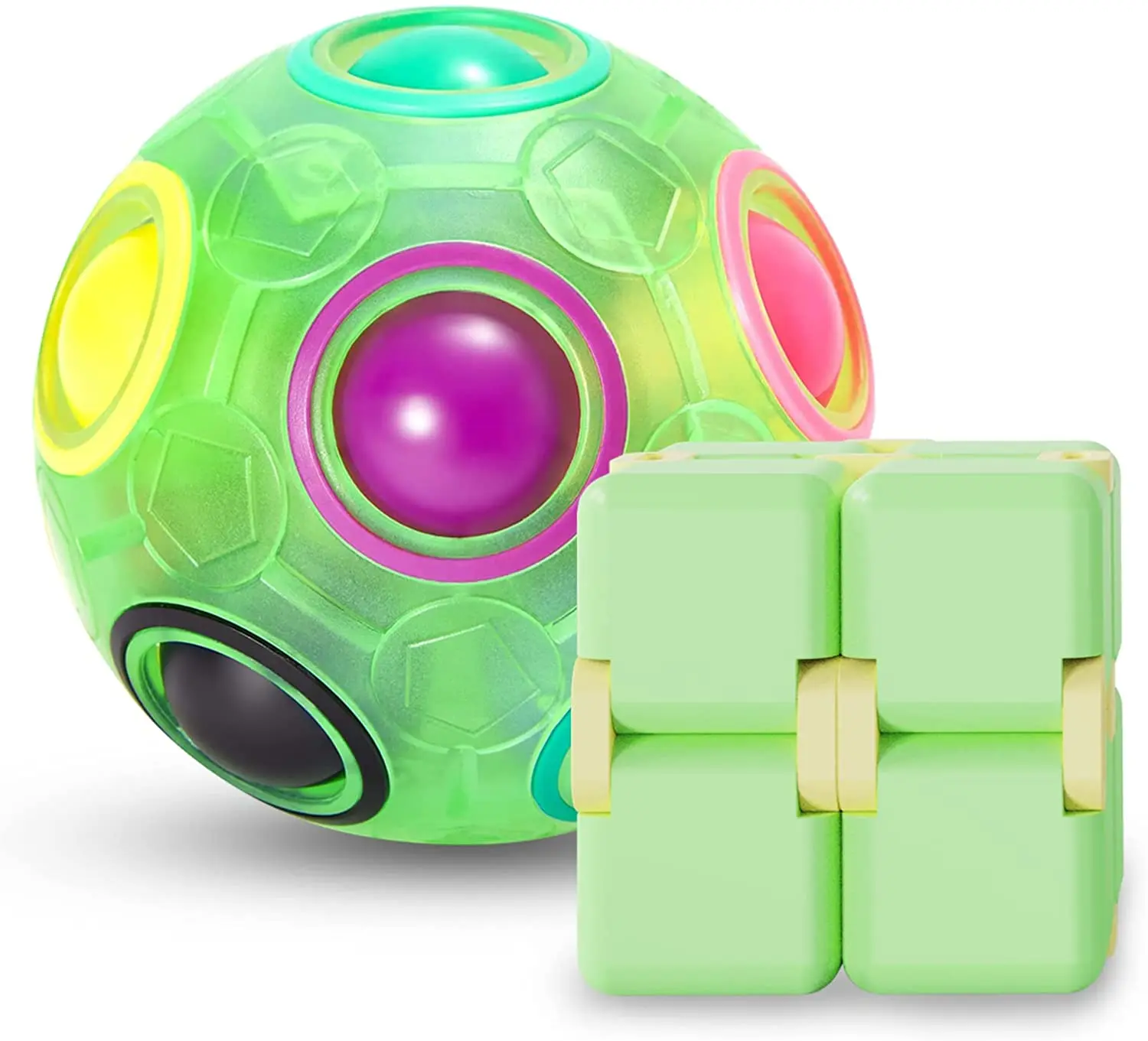 

Fun Luminous Rainbow Puzzle Ball Infinity Cube Fidget Ball Puzzle Cube Game Anxiety Reliever Brain Teaser Fidget Toy