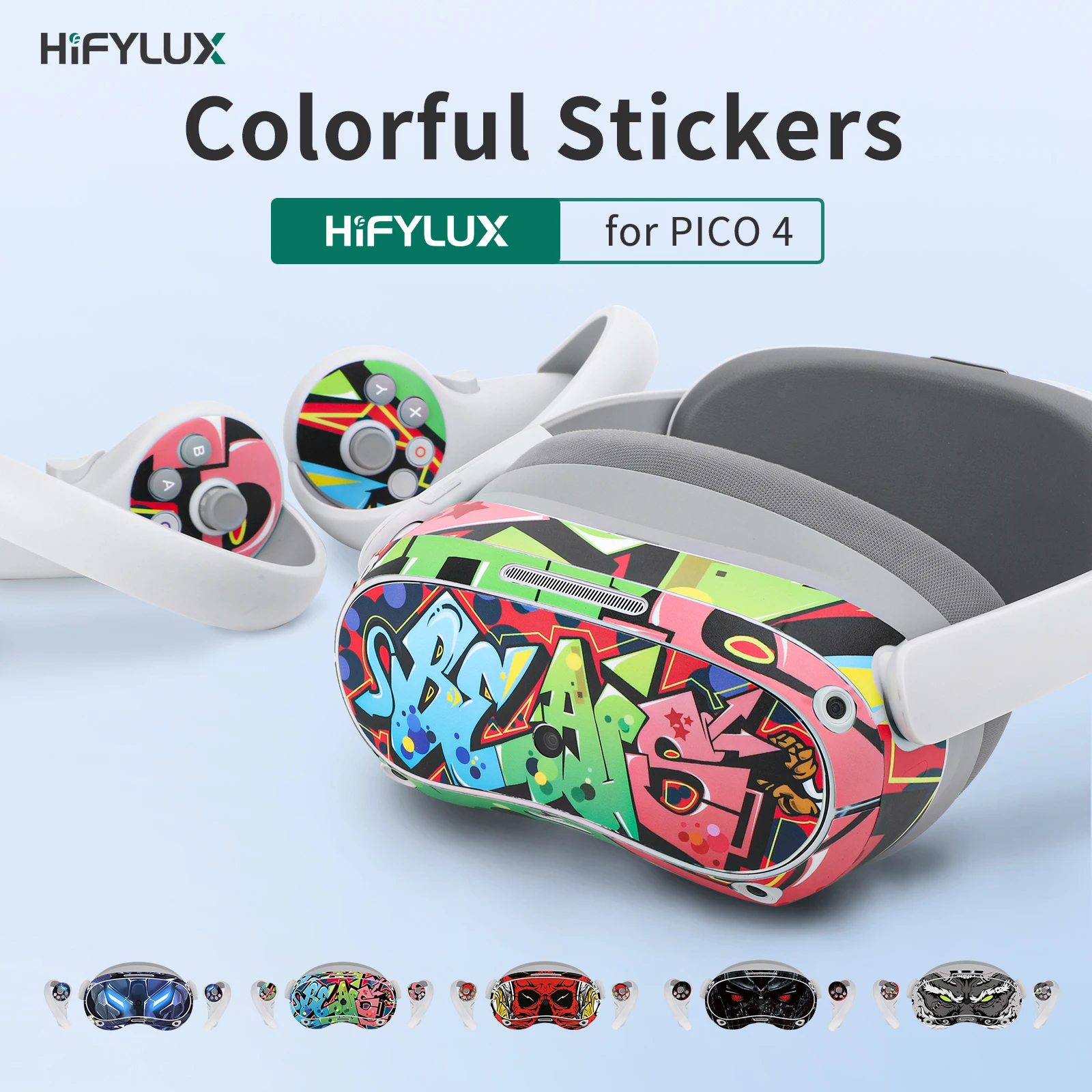 

Hifylux PVC Stickers VR Headset and Controller Virtual Reality Decal Skin Protective Accessories for PICO 4