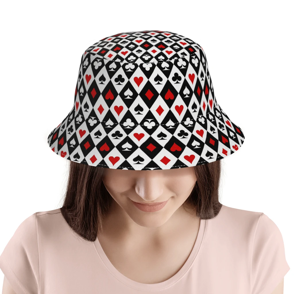Playing Cards Suit Symbols Fisherman Hat Shade Bucket Hats Hip Hop Women Men Camping Hiking Accessories
Playing Cards Suit Symbols Fisherman Hat Shade Bucket Hats Hip Hop Women Men Camping Hiking Accessories