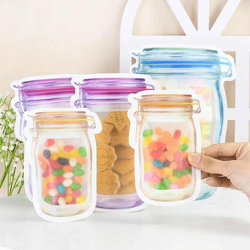 5/10pcs Mason Jar Bottle Plastic Ziplock Bag Portable Reusable Food Storage Box Waterproof Seal Candy Cookie Snack Packaging Bag
5/10pcs Mason Jar Bottle Plastic Ziplock Bag Portable Reusable Food Storage Box Waterproof Seal Candy Cookie Snack Packaging Bag