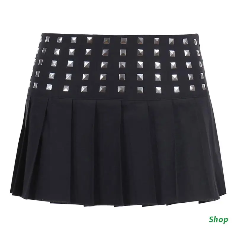 L5YC Gothic Metal Rivet Black Skirts Harajuku Punk Low Waist Retro Pleated Mini Skirt
L5YC Gothic Metal Rivet Black Skirts Harajuku Punk Low Waist Retro Pleated Mini Skirt