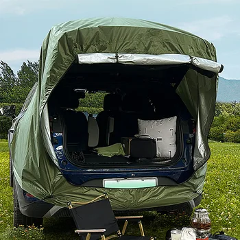 Without Poles!Outdoor SUV MPV Car Tail Tent Multifunction Roof Extension Sunshade Rain Protection Self-driving Anti-mosquito