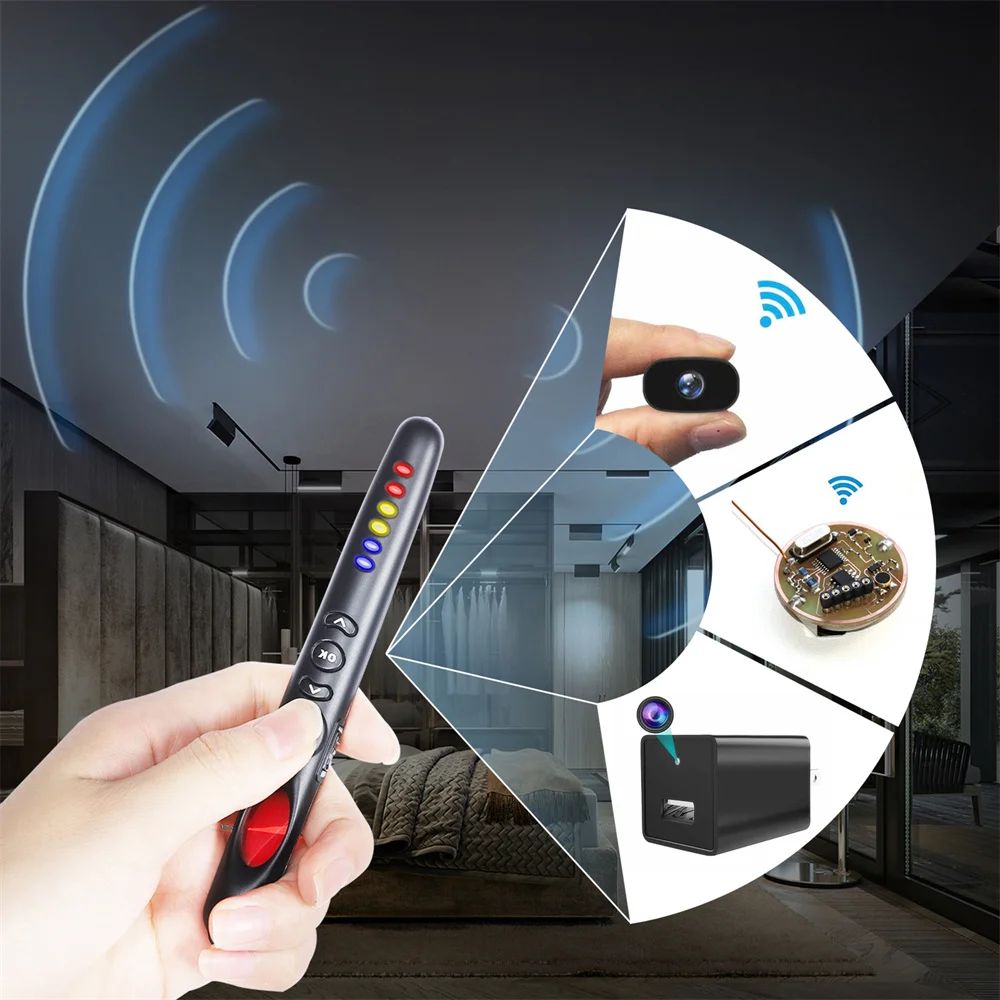 

G718 Multi-function Mini Anti Spy Camera Detector Protection Alarm Wireless Wifi Tester RF Signal Device Scanner Infrared Detect