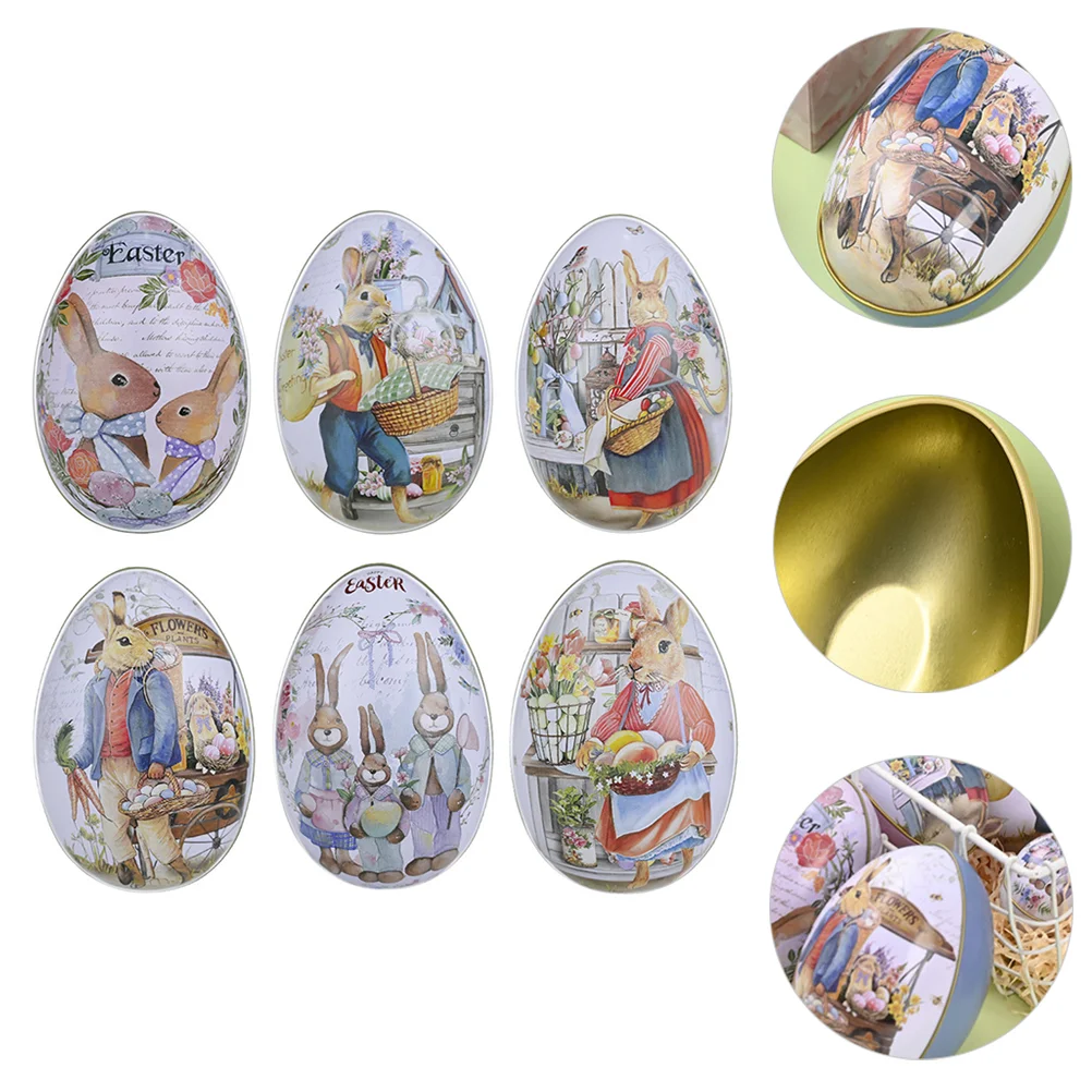 

Easter Box Egg Tin Candy Eggs Gift Tinplate Metal Boxes Tins Decorative Treat Cookie Shaped Container Bunny Empty Party Holder