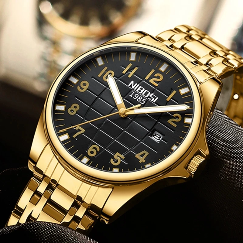 

NIBOSI 2023 New Luxury Men Multifunctional Calendar Display Quartz Watch Waterproof Luminous Pointer Stainless Steel Wristwatch