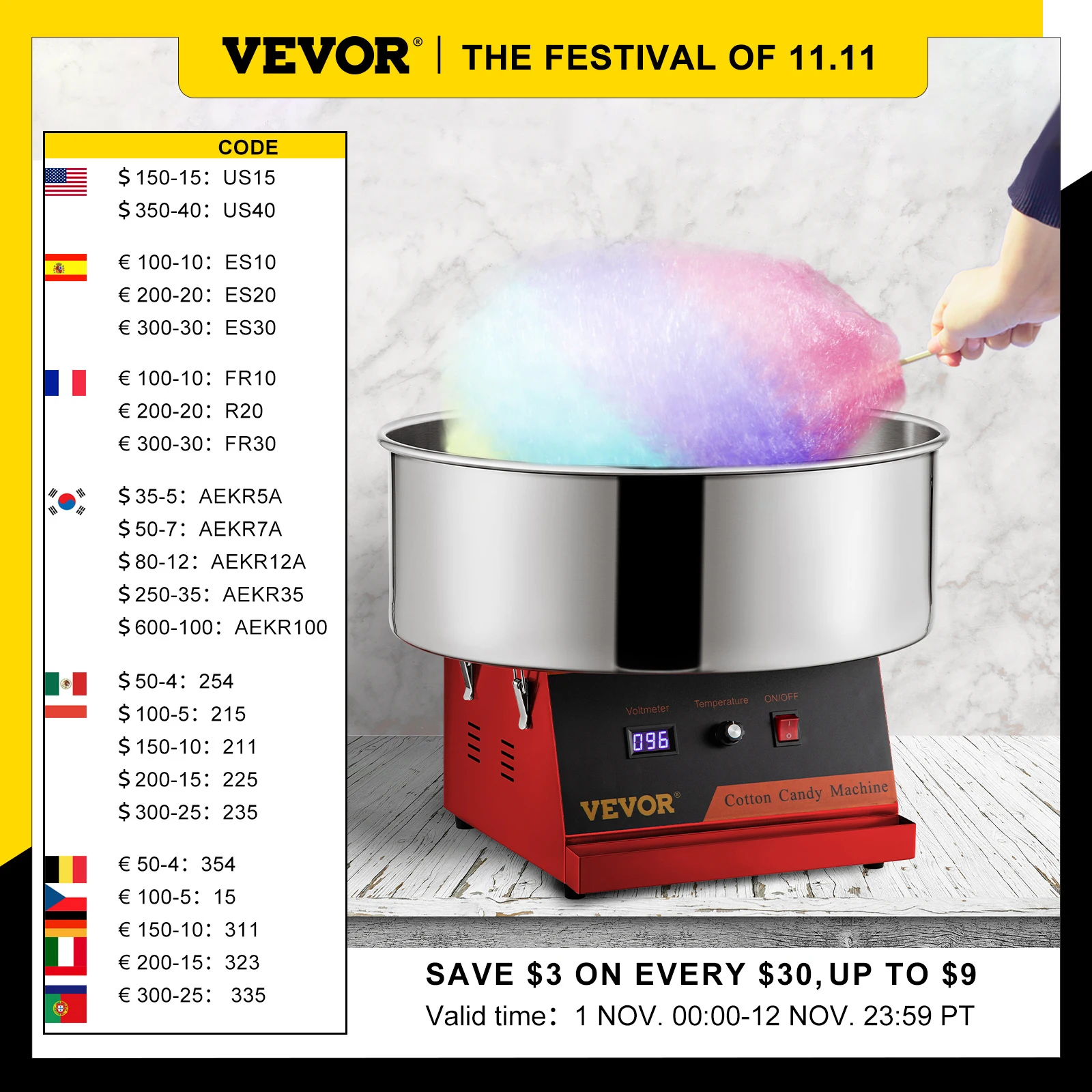 VEVOR Electric Cotton Candy Machine Commercial Candy Floss Maker Marshmallow for Carnivals Birthday Parties Sports Events
VEVOR Electric Cotton Candy Machine Commercial Candy Floss Maker Marshmallow for Carnivals Birthday Parties Sports Events
