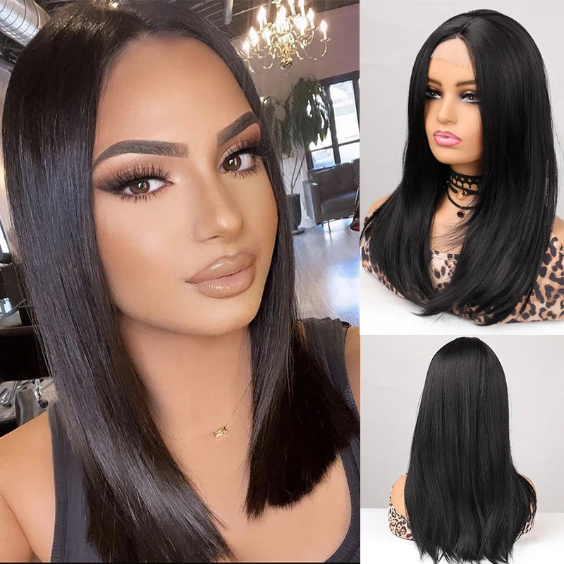 MANWEI Long Straight Black Wig50CM Mid Front With Lace High Temperature Synthetic Fiber Suitable For Any Season Everyday Wear
MANWEI Long Straight Black Wig50CM Mid Front With Lace High Temperature Synthetic Fiber Suitable For Any Season Everyday Wear