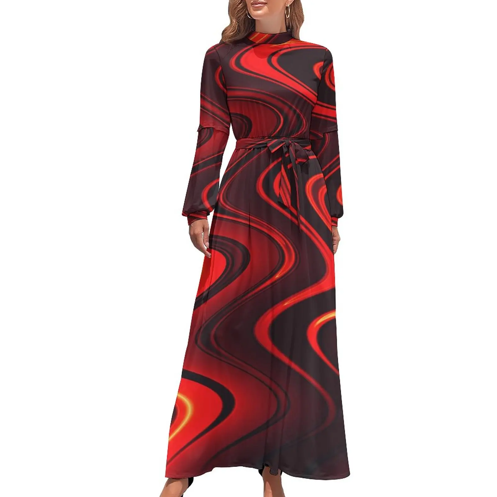 Abstract Swirls Dress Long Sleeve Red And Black Sexy Maxi Dress High Neck Streetwear Custom Beach Long Dresses Gift Idea
Abstract Swirls Dress Long Sleeve Red And Black Sexy Maxi Dress High Neck Streetwear Custom Beach Long Dresses Gift Idea