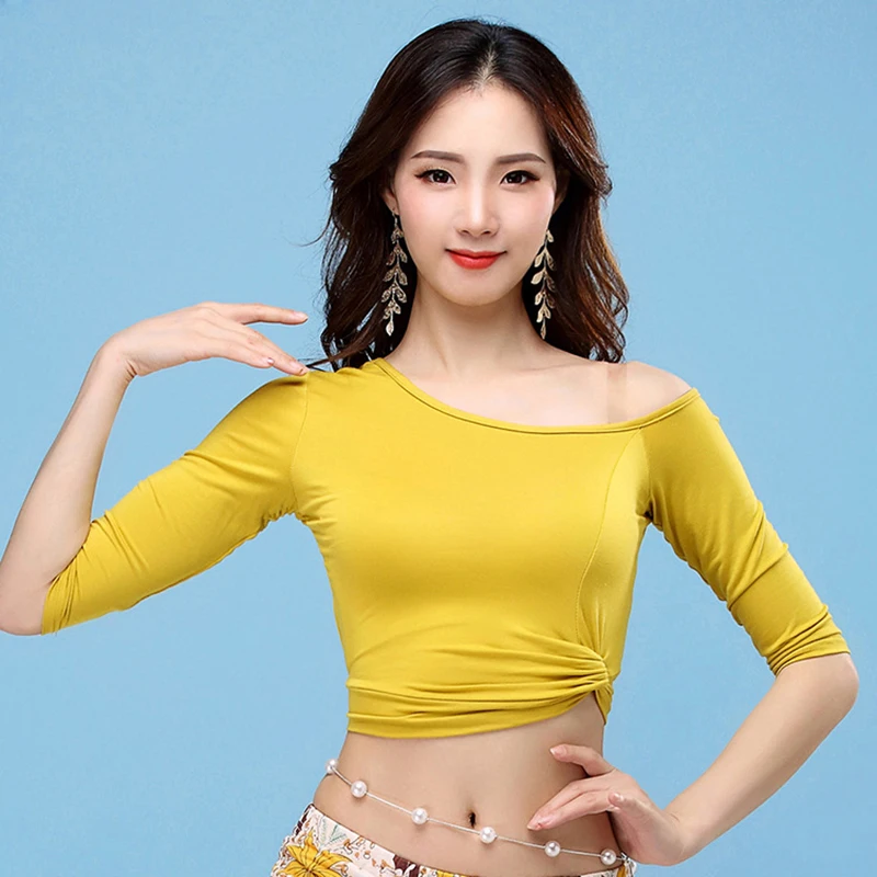 Belly Dance Clothes Irregular Tops Cheap Dance Wear Women comfortable Modal Top Off one Shoulder Neck Half Sleeves
Belly Dance Clothes Irregular Tops Cheap Dance Wear Women comfortable Modal Top Off one Shoulder Neck Half Sleeves
