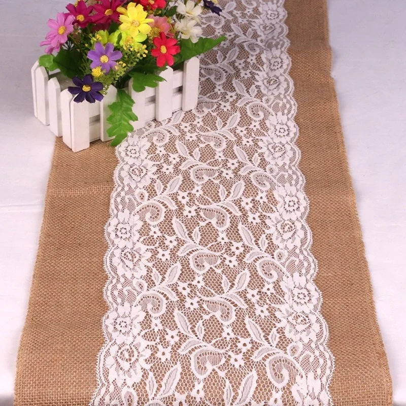 Vintage Retro Burlap Linen Jute Event Party Supplies Grass Wedding New Year Cloth Tablecloth Christmas White Lace Table Runner
Vintage Retro Burlap Linen Jute Event Party Supplies Grass Wedding New Year Cloth Tablecloth Christmas White Lace Table Runner