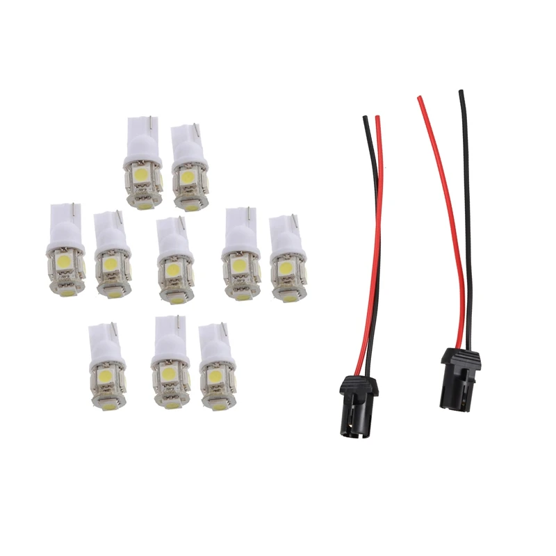 12 Pcs Car T10 W5W Lamp Part: 10 Pcs SMD 5050 LED Night Light Bulb Lamp & 2 Pcs Light Bulb Socket Lamp Holder Connector
12 Pcs Car T10 W5W Lamp Part: 10 Pcs SMD 5050 LED Night Light Bulb Lamp & 2 Pcs Light Bulb Socket Lamp Holder Connector