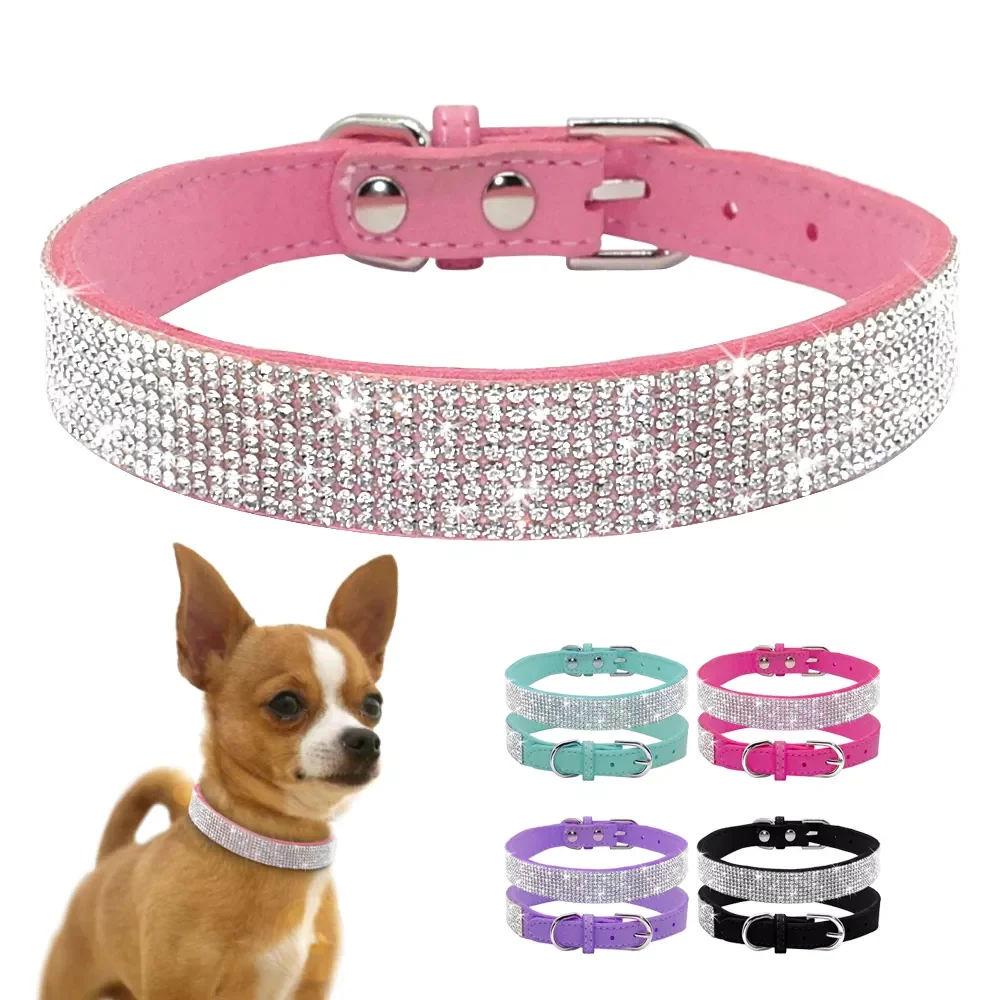 Comfortable Suede Fiber Crystal Dog Collar Glitter Rhinestone Dog Collars Zinc Alloy Buckle Collar for Small Dogs Cats XS/S/M/L
Comfortable Suede Fiber Crystal Dog Collar Glitter Rhinestone Dog Collars Zinc Alloy Buckle Collar for Small Dogs Cats XS/S/M/L