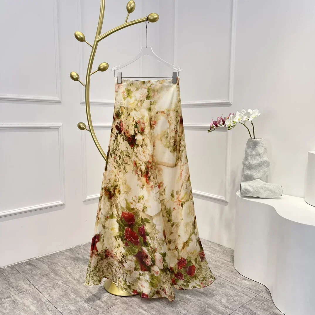 Silk New Floral Print 2023 Summer High Quality Vintage Graceful A-line Woman Luxury Skirt
Silk New Floral Print 2023 Summer High Quality Vintage Graceful A-line Woman Luxury Skirt