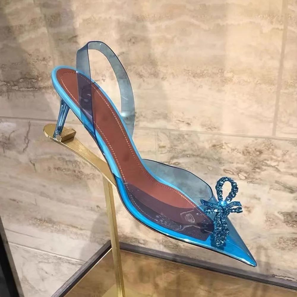 

size 42 41 40 39 Rosie Glass sandal pumps Begum Crystal-embellished Pvc Pumps Slingback Pointed-Toes Transparent Sculptural Heel