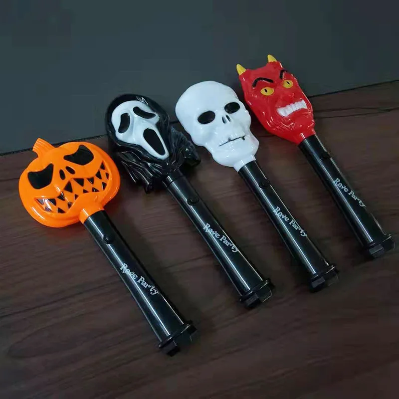 

New Novelty Fun Children's Light-up Halloween Pumpkin Flashing Light Stick Toy Halloween Sounding Sound LED Skull Flashing Stick