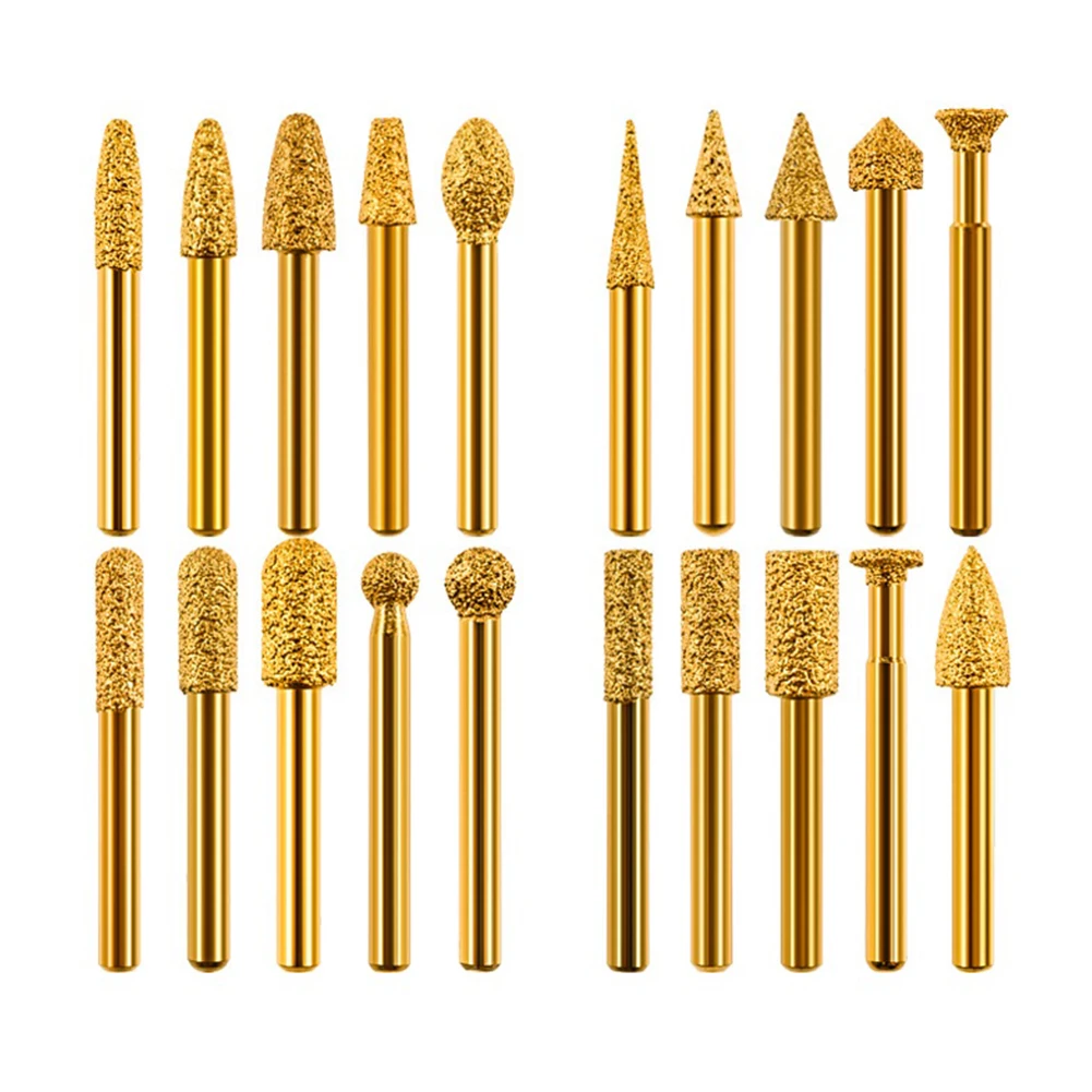 20pcs Brazed Diamond Grinding Head Gold 6mm Shank Grinding Needle Rod For Engraving Cutting Polishing Etching Rotary Tool
20pcs Brazed Diamond Grinding Head Gold 6mm Shank Grinding Needle Rod For Engraving Cutting Polishing Etching Rotary Tool