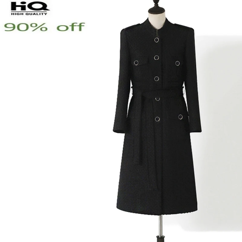 woolen Black Long autumn /winter women's Business ladies one-piece Wool classic Ladies jacket coat new 
woolen Black Long autumn /winter women's Business ladies one-piece Wool classic Ladies jacket coat new