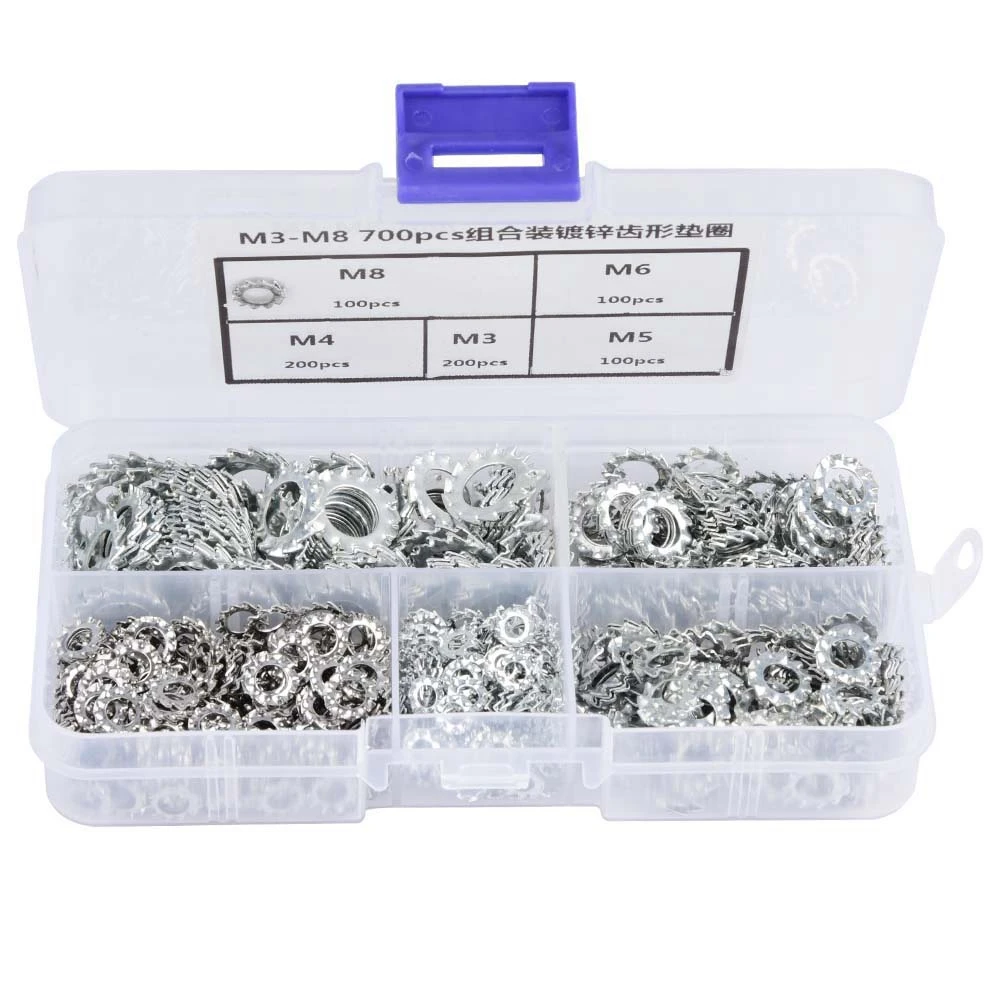 700pcs Galvanized Serrated Toothed Lock Washer Flat Set Fastening Tool M3/M4/M5/M6/M8 Lock
700pcs Galvanized Serrated Toothed Lock Washer Flat Set Fastening Tool M3/M4/M5/M6/M8 Lock
