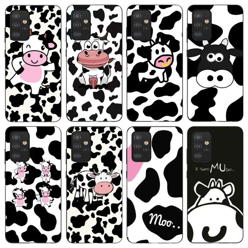 Чехол для телефона с коровьим принтом для Samsung Galaxy S6 S7 S8 S9 S10 S21 S22 Plus, сверхмягкий черный чехол для телефона