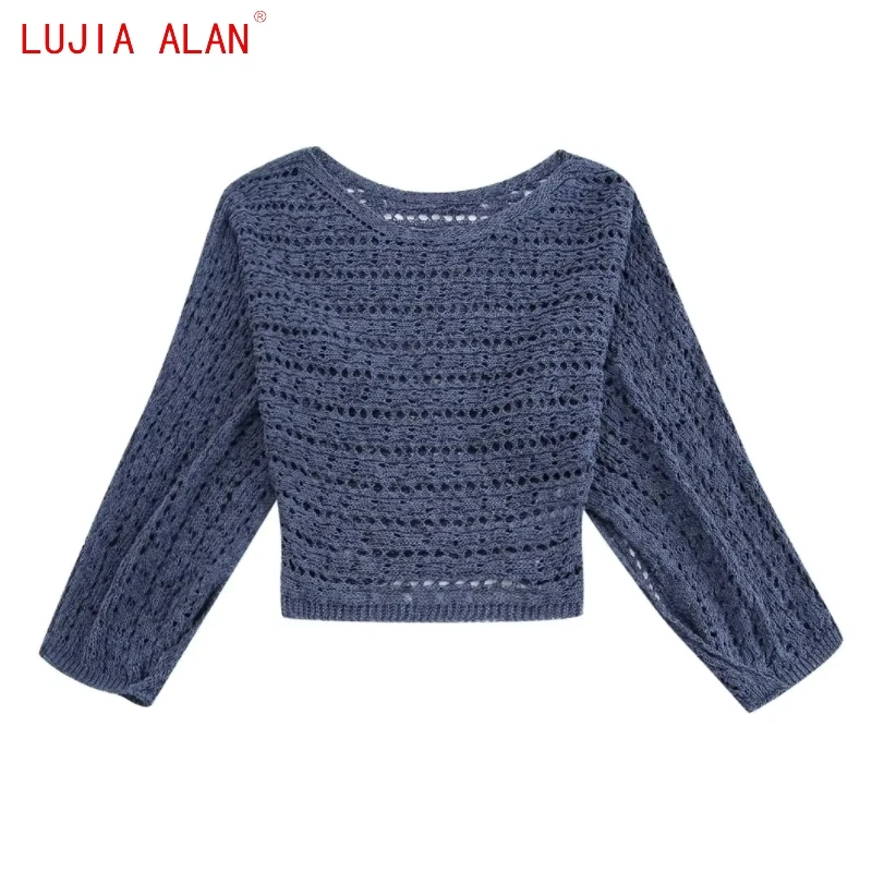 Autumn New Women Hollow Knitted Short Sweater Female Split Cloak Sleeved Pullover Casual Loose Tops LUJIA ALAN SW2396
Autumn New Women Hollow Knitted Short Sweater Female Split Cloak Sleeved Pullover Casual Loose Tops LUJIA ALAN SW2396