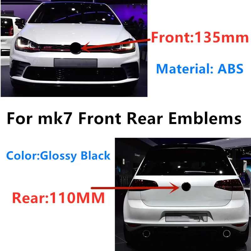 2pcs 135mm Car Front Grille Badge 110mm Rear Trunk Emblem Replacement Accessories Glossy Blck For Golf 7 mk7 2014 2015 2016 2017
2pcs 135mm Car Front Grille Badge 110mm Rear Trunk Emblem Replacement Accessories Glossy Blck For Golf 7 mk7 2014 2015 2016 2017