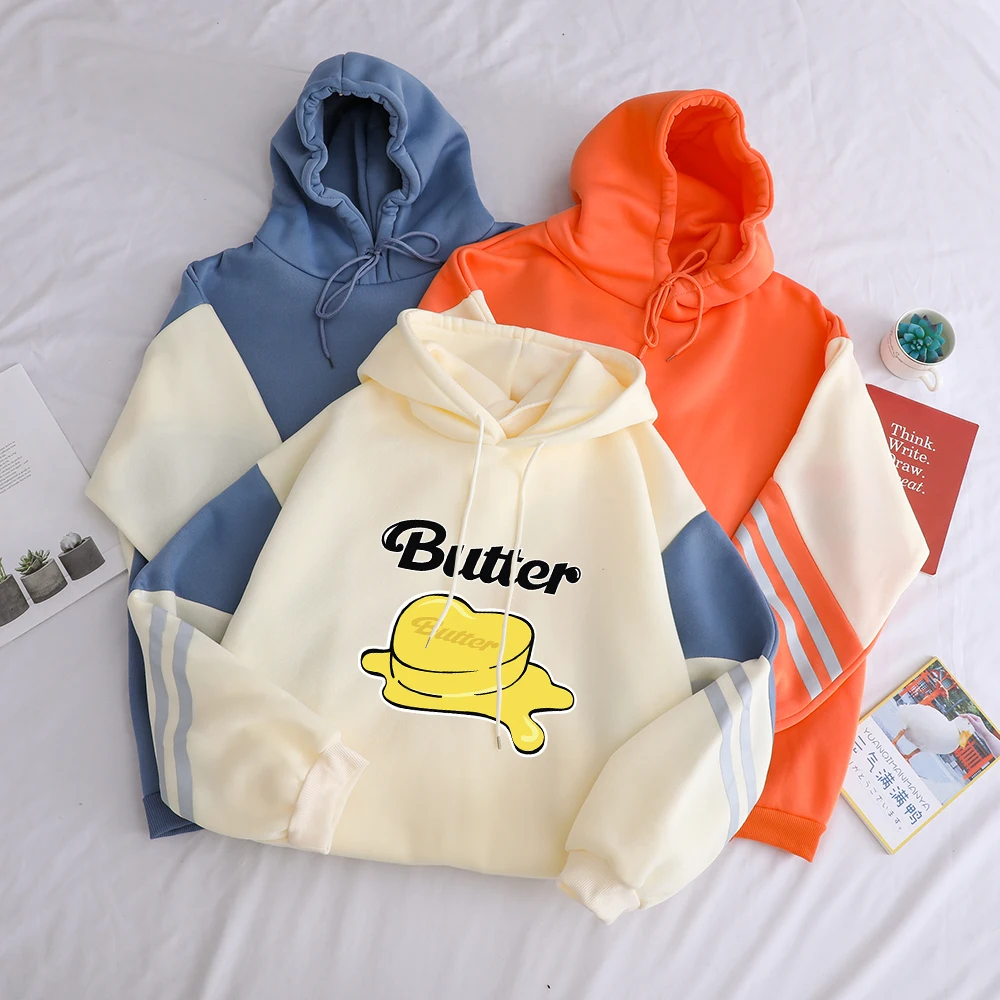 Bangtan Boys Hoodie Kawaii Butter Print Women Sweatshirts Casual Harajuku Loose Hit Color Stitcing Fleece y2k Tops Woman Clothes
Bangtan Boys Hoodie Kawaii Butter Print Women Sweatshirts Casual Harajuku Loose Hit Color Stitcing Fleece y2k Tops Woman Clothes