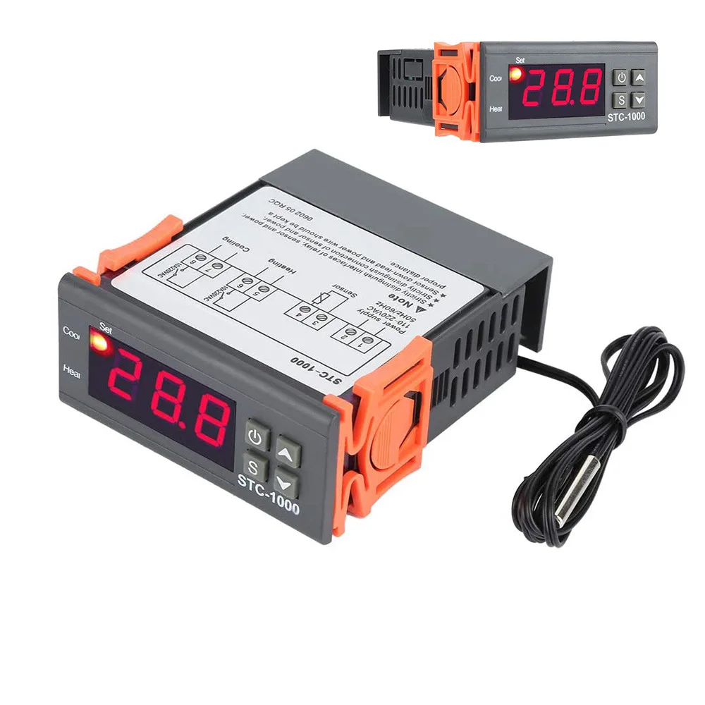 STC-1000 LED Digital Thermostat for Incubator Temperature Controller Thermoregulator Relay Heating Cooling 12V 24V 220V
STC-1000 LED Digital Thermostat for Incubator Temperature Controller Thermoregulator Relay Heating Cooling 12V 24V 220V