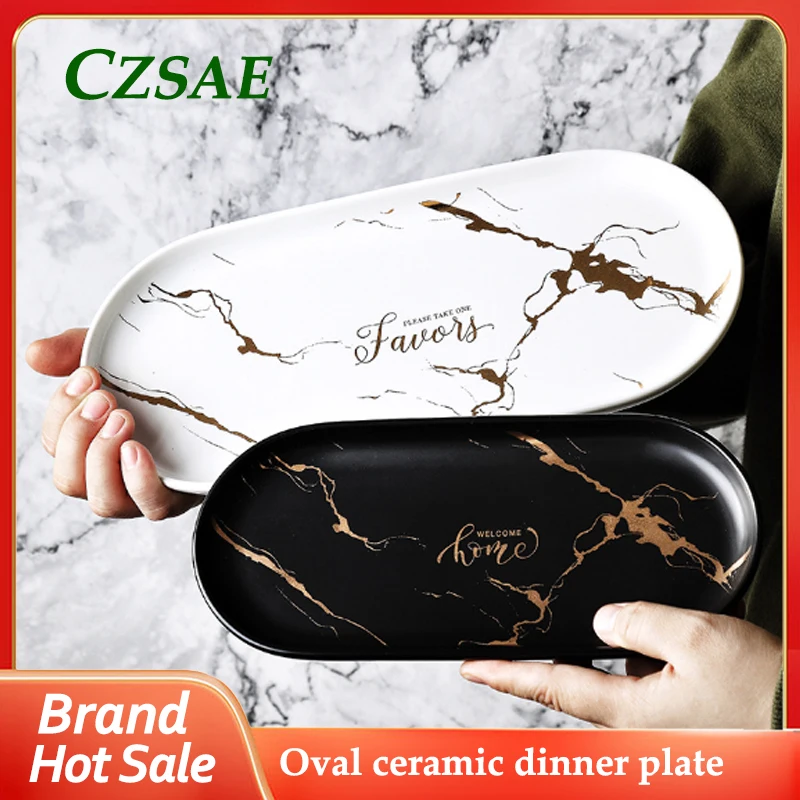 Oval Ceramic Tray Nordic Black and White Imitation Marble Tableware Plate Jewelry Cosmetics Storage Dessert Aromatherapy Plate
Oval Ceramic Tray Nordic Black and White Imitation Marble Tableware Plate Jewelry Cosmetics Storage Dessert Aromatherapy Plate