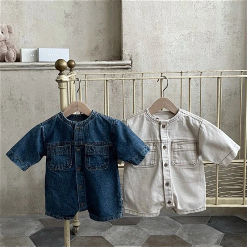Korean Baby Spring and Summer New Bodysuit Men's and Women's Baby Soft Retro Button Denim Bodysuit Climbing Suit
Korean Baby Spring and Summer New Bodysuit Men's and Women's Baby Soft Retro Button Denim Bodysuit Climbing Suit
