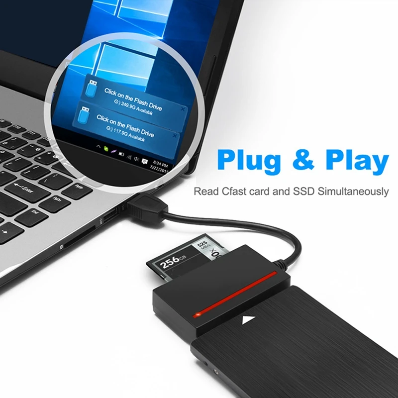 

USB 3.0 To SATA Adapter Cfast Card Reader Part Component And 2.5 Inch HDD Hard Drive/Read Write SSD & CF Card Simultaneously