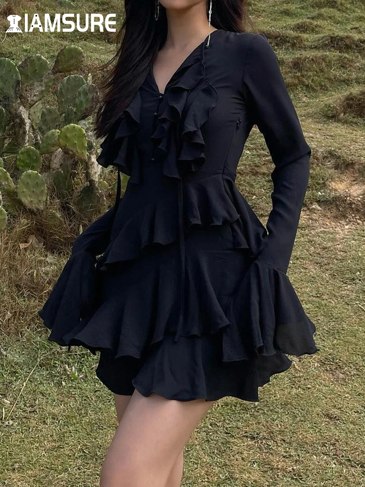 IAMSURE Casual Solid Ruffles A-Line Dress Holiday Beach Style Slim V-Neck Long Sleeve Mini Dresses For Women 2023 Spring Autumn
IAMSURE Casual Solid Ruffles A-Line Dress Holiday Beach Style Slim V-Neck Long Sleeve Mini Dresses For Women 2023 Spring Autumn