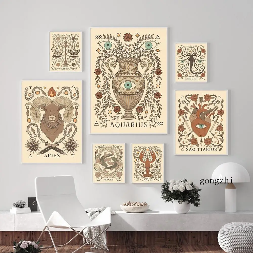 Bohemian Zodiac Vintage Canvas Prints Wall Painting Inspired Astrology Scorpio Virgo Aquarius Aries Leo Retro Poster Home Decor
Bohemian Zodiac Vintage Canvas Prints Wall Painting Inspired Astrology Scorpio Virgo Aquarius Aries Leo Retro Poster Home Decor