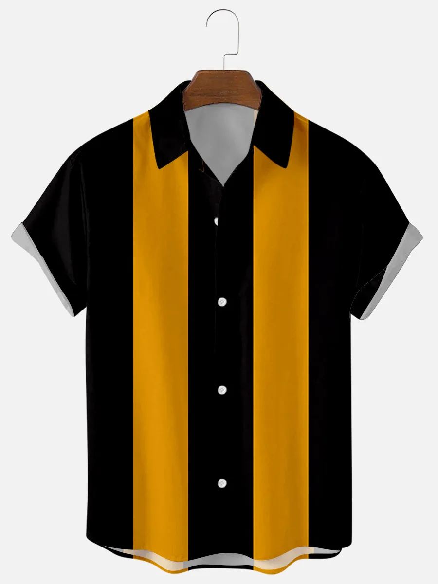 2022 Summer New Men's Loose Short Sleeve Shirts Yellow Striped 3D Digital Printing Shirts
2022 Summer New Men's Loose Short Sleeve Shirts Yellow Striped 3D Digital Printing Shirts