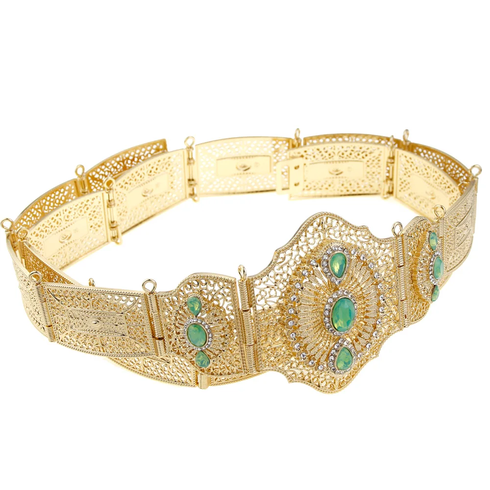 Sunspicems Algeria Morocco Golden Belt For Women Arabic Robe Caftan Belt Mintgreen Crystal Hollow Bride Wedding Dress Sash 2022
Sunspicems Algeria Morocco Golden Belt For Women Arabic Robe Caftan Belt Mintgreen Crystal Hollow Bride Wedding Dress Sash 2022