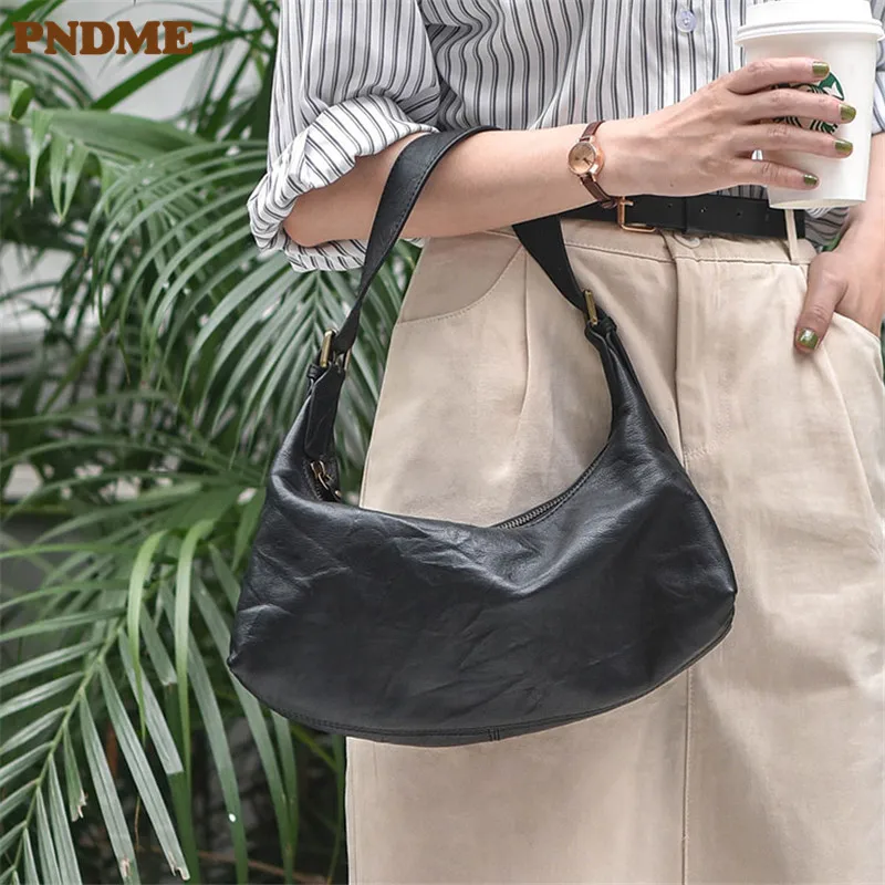 PNDME simple genuine leather women's black shoulder bag fashion outdoor weekend party luxury real cowhide ladies dumpling bag
PNDME simple genuine leather women's black shoulder bag fashion outdoor weekend party luxury real cowhide ladies dumpling bag