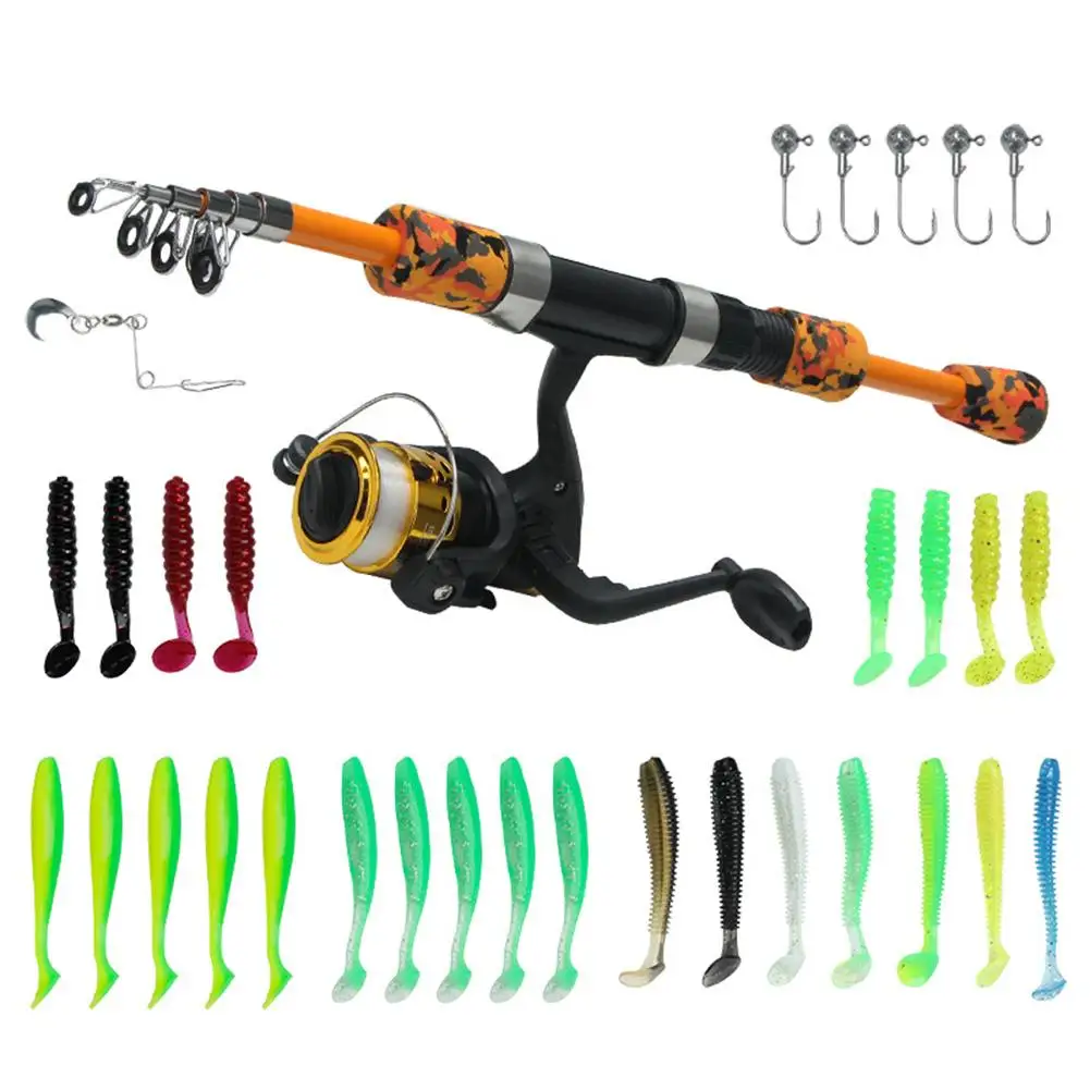 1.5m Telescopic Fishing Rod And Reel Soft Baits Hooks Bag Kit 29pcs Outdoor Fishing Rods Baits Connecting Ring Accessories Set
1.5m Telescopic Fishing Rod And Reel Soft Baits Hooks Bag Kit 29pcs Outdoor Fishing Rods Baits Connecting Ring Accessories Set