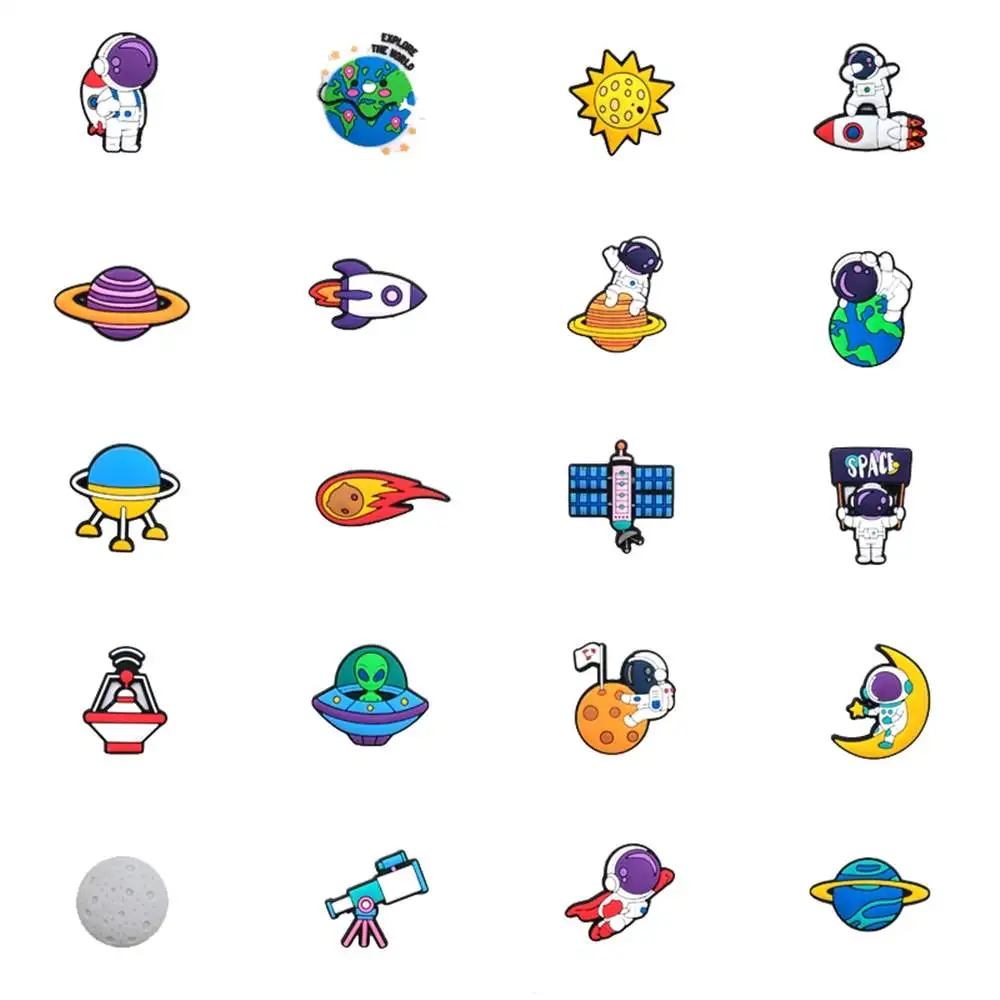 Wholesale 1pcs PVC Shoe Accessories for Crocs Charms Astronaut Badge Women Clogs Buckle Kids Pins Decoration Jeans Party Favors
Wholesale 1pcs PVC Shoe Accessories for Crocs Charms Astronaut Badge Women Clogs Buckle Kids Pins Decoration Jeans Party Favors