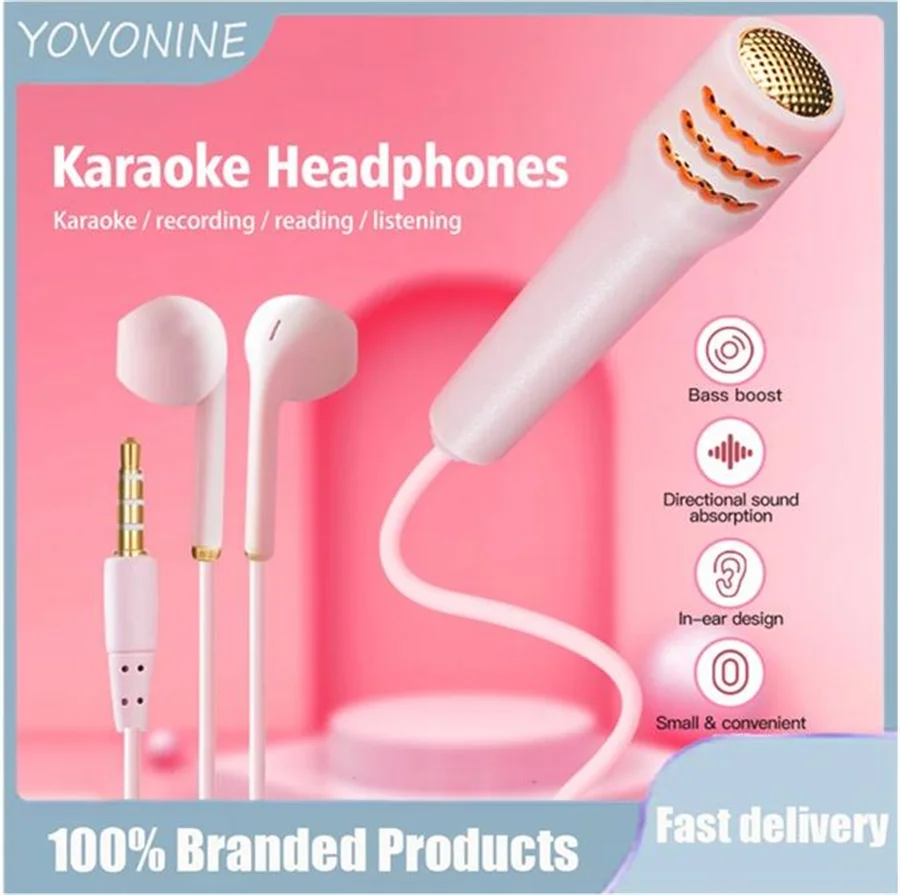 YOVONINE Portable Karaoke HD Mic All-in-one Earphone Mini Stereo Wired Headphone In-Ear Headset SingingUniversal Mobile Phone
YOVONINE Portable Karaoke HD Mic All-in-one Earphone Mini Stereo Wired Headphone In-Ear Headset SingingUniversal Mobile Phone