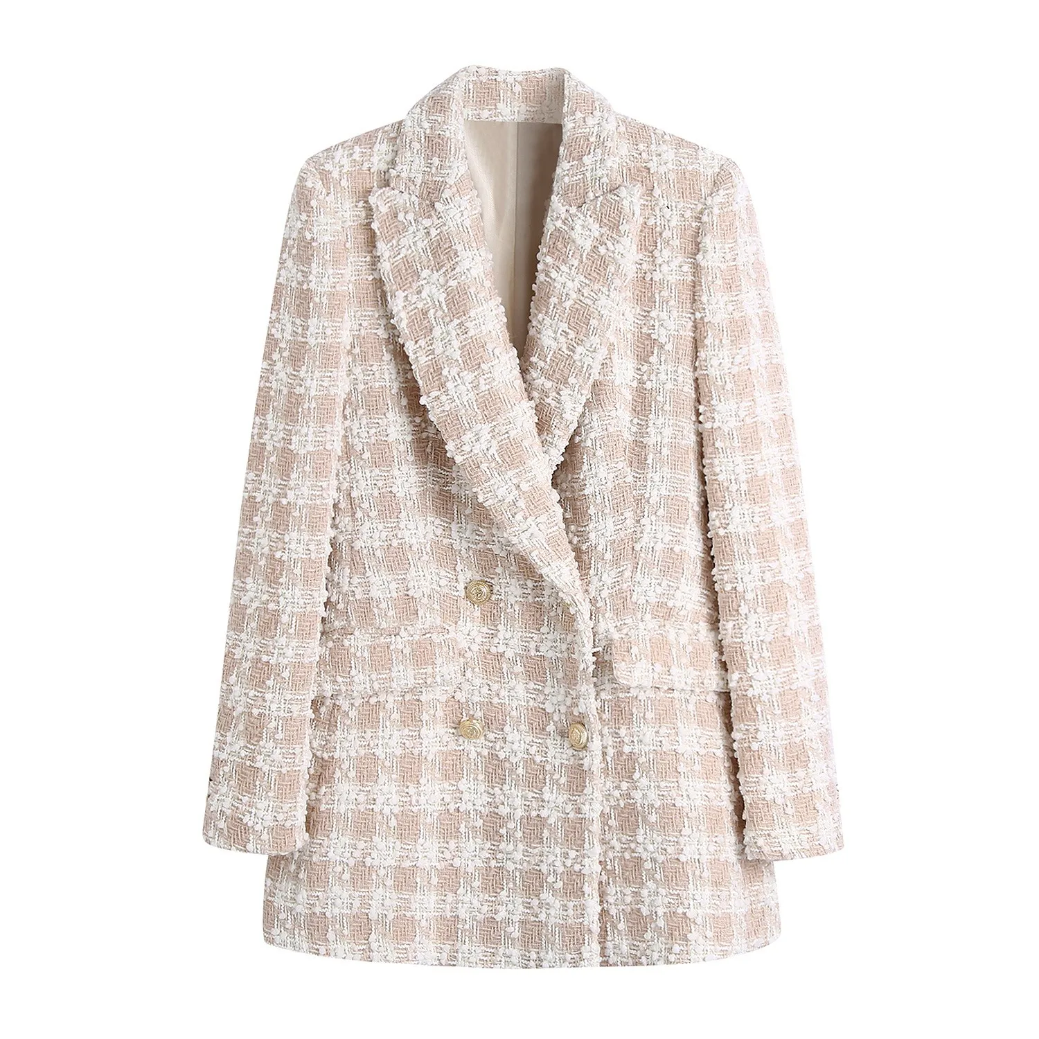 New Women Fashion Tweed Double Breasted Blazer Coat Vintage Long Sleeve Flap Pockets Female Outerwear Chic Veste Femme XS S M L
New Women Fashion Tweed Double Breasted Blazer Coat Vintage Long Sleeve Flap Pockets Female Outerwear Chic Veste Femme XS S M L