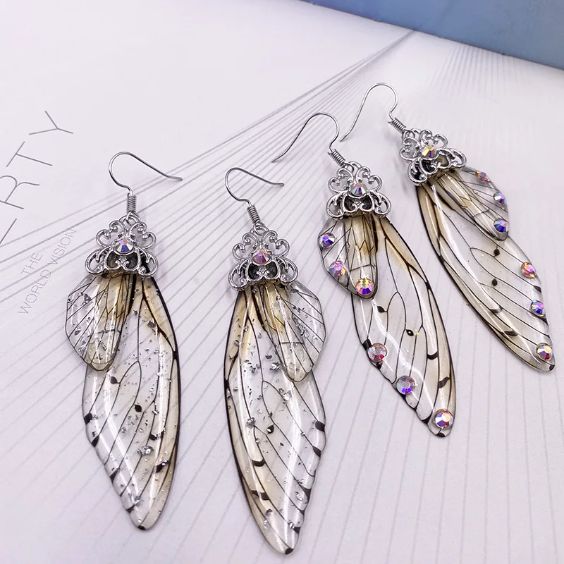 Handmade Fairy Clear Resin Simulation Wing Earrings Foil Rhinestones Butterfly Drop Earrings Romantic Wedding Bridal Jewelry
Handmade Fairy Clear Resin Simulation Wing Earrings Foil Rhinestones Butterfly Drop Earrings Romantic Wedding Bridal Jewelry