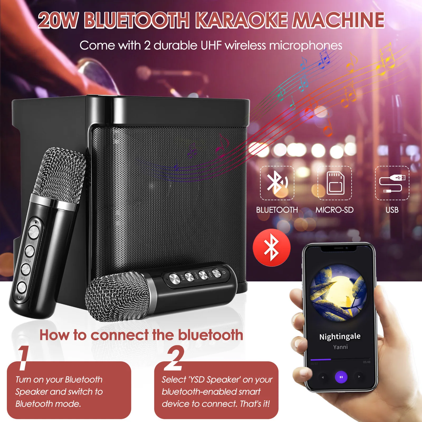 Portable Karaoke Machine Family Ktvs Peakers Stereo Kids Microphone Bluetooth Speakers 2 Wireless Microphonest Home PA System
Portable Karaoke Machine Family Ktvs Peakers Stereo Kids Microphone Bluetooth Speakers 2 Wireless Microphonest Home PA System
