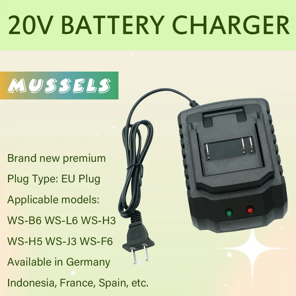 20V Power Tool Lithium Battery Pack Charger Adapter Applicable Models WS-B6 WS-L6 WS-H3 WS-H5 WS-J3
20V Power Tool Lithium Battery Pack Charger Adapter Applicable Models WS-B6 WS-L6 WS-H3 WS-H5 WS-J3