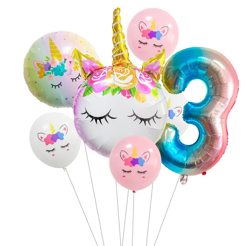 7pcs Unicorn Theme Balloon Baby Shower Digital Cartoon Unicorn Head Balloon Decoration Happy Birthday Balloon Party Supplies
7pcs Unicorn Theme Balloon Baby Shower Digital Cartoon Unicorn Head Balloon Decoration Happy Birthday Balloon Party Supplies