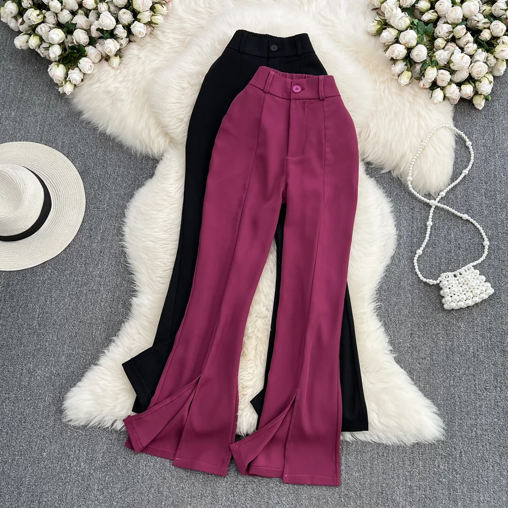 Black Suit Pants Women's 2022 Summer Slim High Waist Straight Tube Drape Slit Micro-flare Wide-leg Long Pants For Work Office
Black Suit Pants Women's 2022 Summer Slim High Waist Straight Tube Drape Slit Micro-flare Wide-leg Long Pants For Work Office