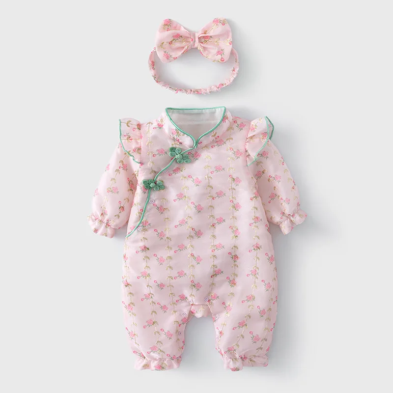 2022 New Autumn Newborn Long Sleeve Jumpsuit Cute Pink Cheongsam Single Breasted Comfortable Floral Sweet Baby Girl Clothing
2022 New Autumn Newborn Long Sleeve Jumpsuit Cute Pink Cheongsam Single Breasted Comfortable Floral Sweet Baby Girl Clothing