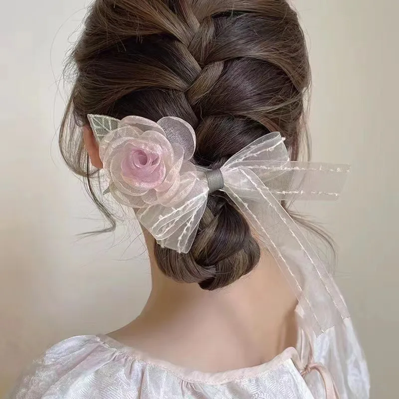 Elegant and Cute Chiffon Rose Bow Hairpin Lace Delicate Ladies Headwear Hairpin Girls Fashion Hair Accessories
Elegant and Cute Chiffon Rose Bow Hairpin Lace Delicate Ladies Headwear Hairpin Girls Fashion Hair Accessories