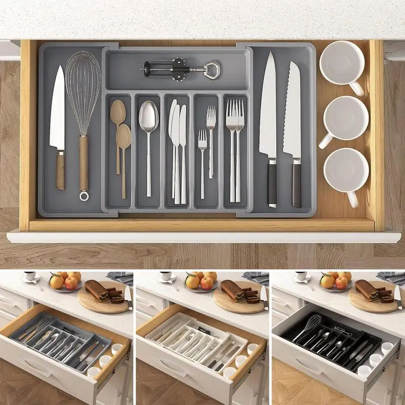 

Kitchen Drawers Utensil Organizer Adjustable Utensil Tray Drawers Expandable Cutlery Holder Compact Drawer Divider For Knives
